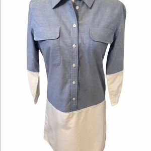 Anthropologie Corey Lynn Calter Cotton Long Sleeve Blue Shirt Dress 2